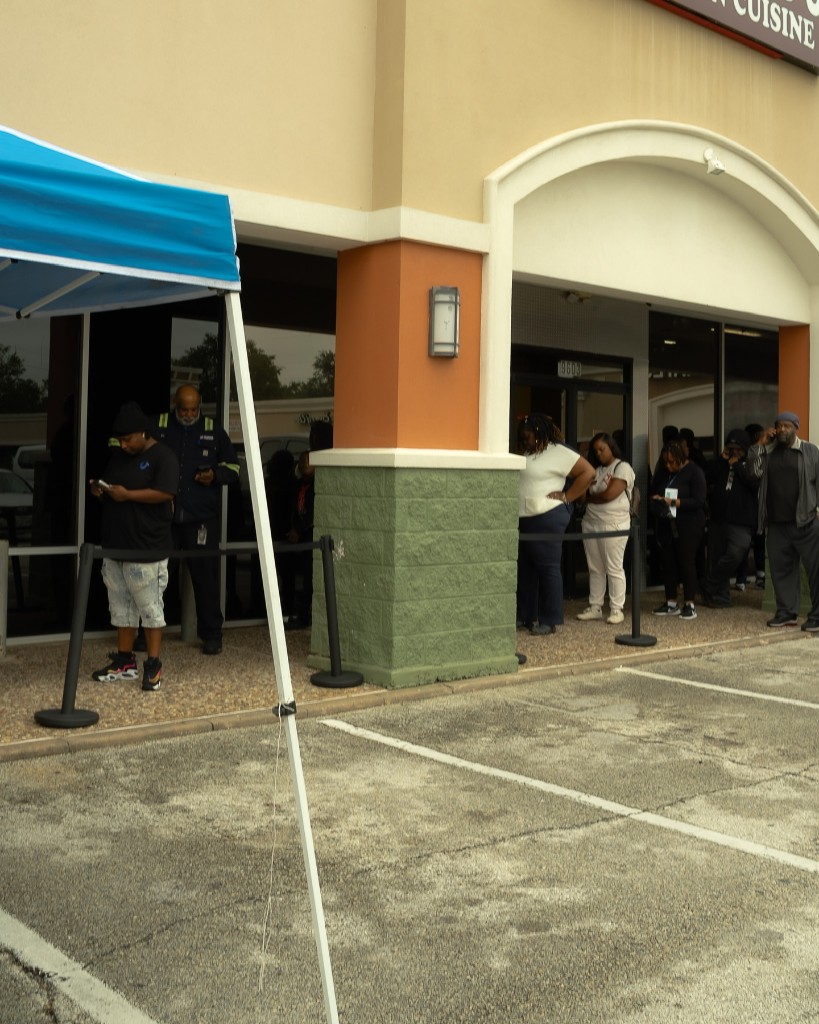 Customers lined up outside Annie B's Southern Cuisine