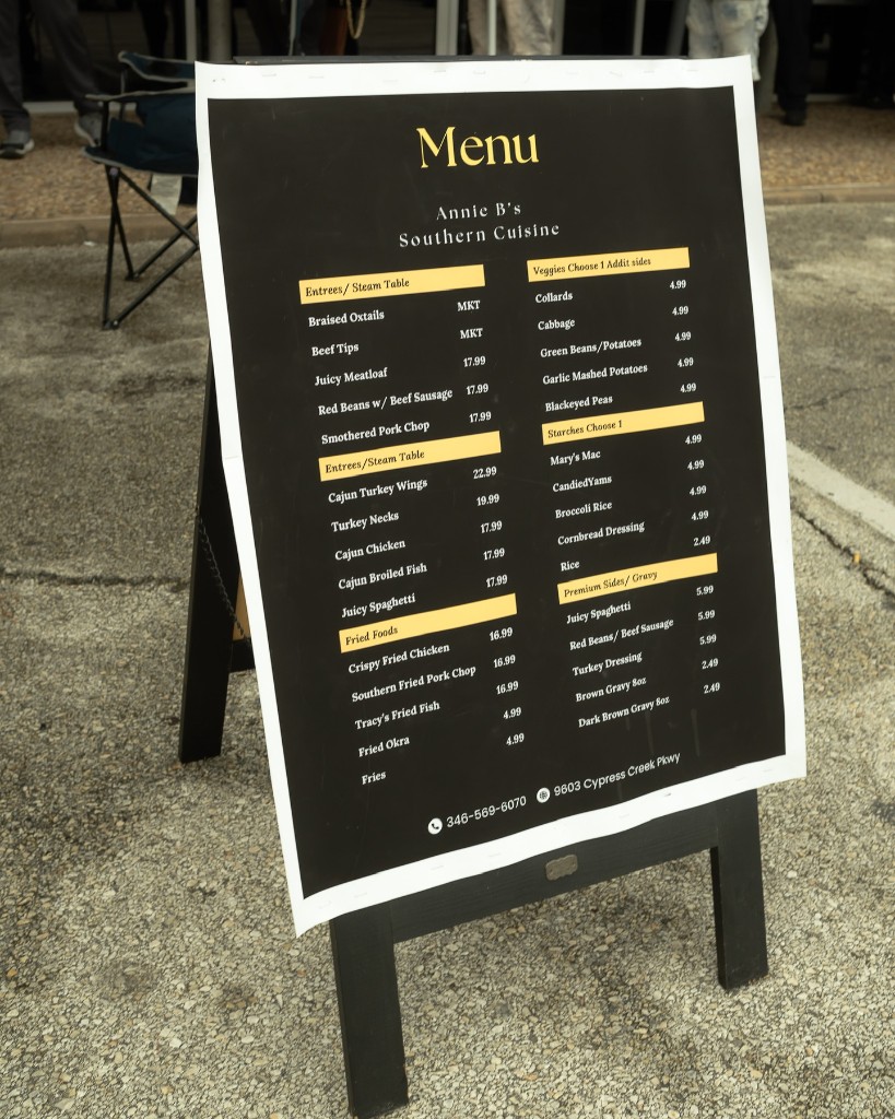 Annie B's full menu board with daily specials and pricing